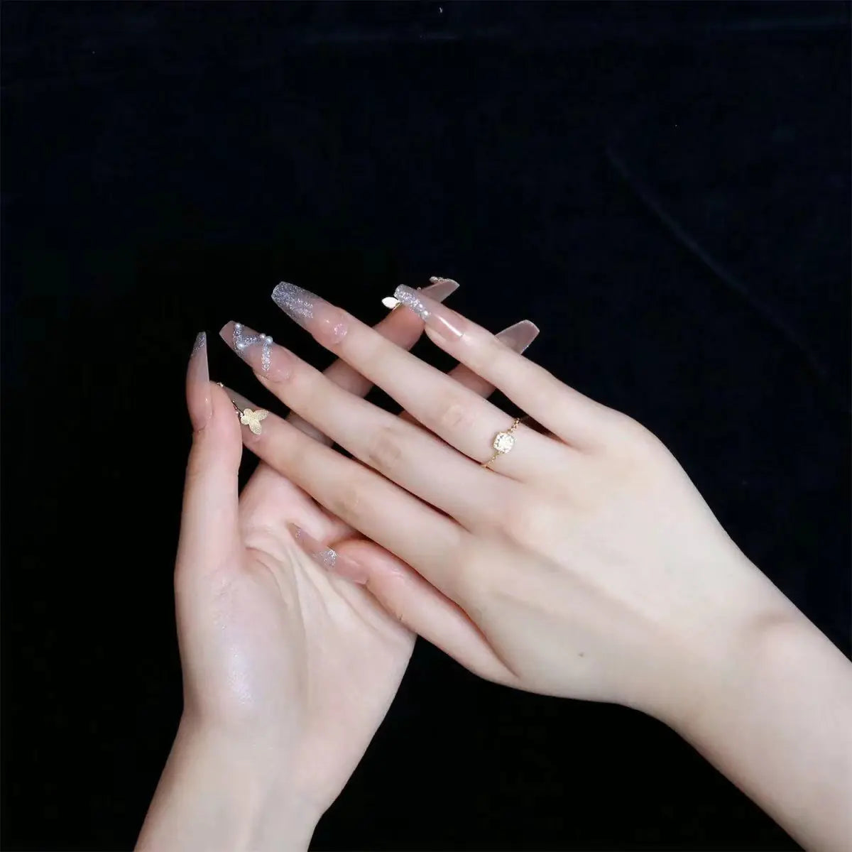 Women's Simple Soft Chain Ring with Yellow Diamond