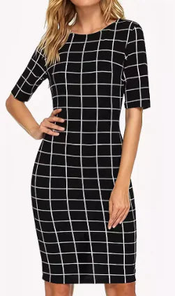 Fashionable Slim Fit Plaid Dress Set for Women