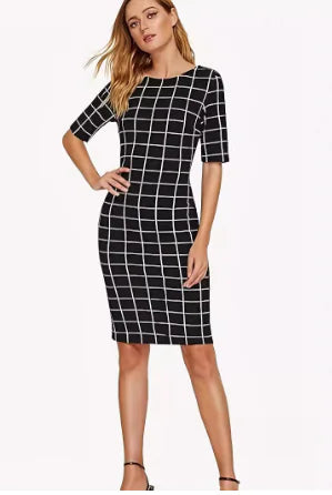 Fashionable Slim Fit Plaid Dress Set for Women