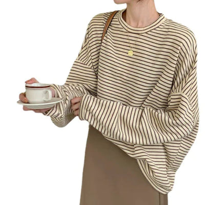 Striped Long Sleeve Turtleneck Top