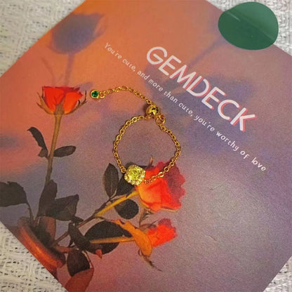 Women's Simple Soft Chain Ring with Yellow Diamond