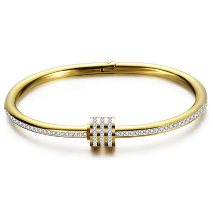 Three Rows of Clay and Diamond Bracelets