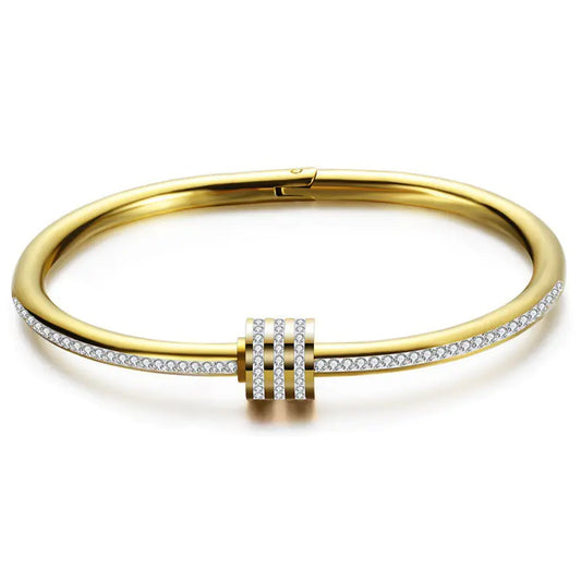 Three Rows of Clay and Diamond Bracelets